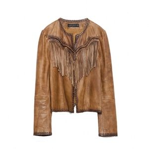 RARE FIND! ZARA SOFT FRINGE LEATHER JACKET